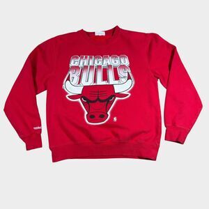 Mitchell & Ness Chicago Bulls Sweatshirt Mens Red Big Logo NBA Crewneck